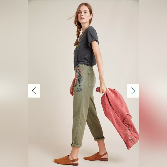 ❤ ANTHROPOLOGIE HIGH RISE STRAIGHT EMBROIDERED RELAXED TROUSERS / PANTS, 4 (27) - Picture 5 of 15